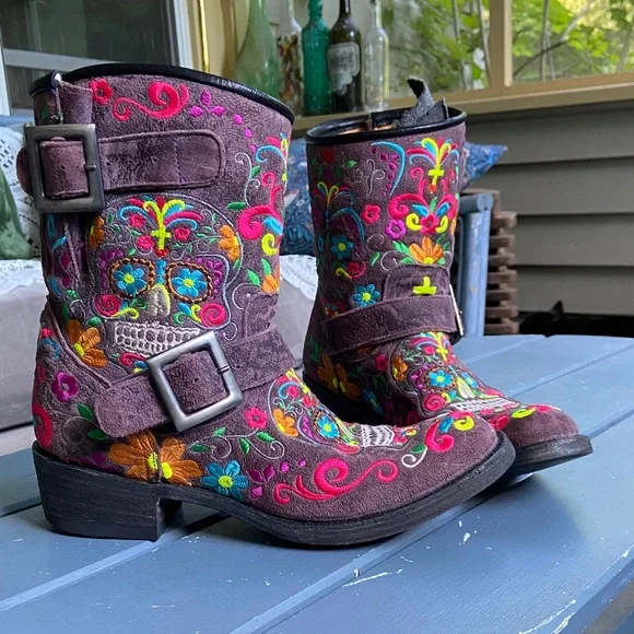 Rare Old Gringo Klak MC Boots in Dusty Purple - Picture 2 of 14